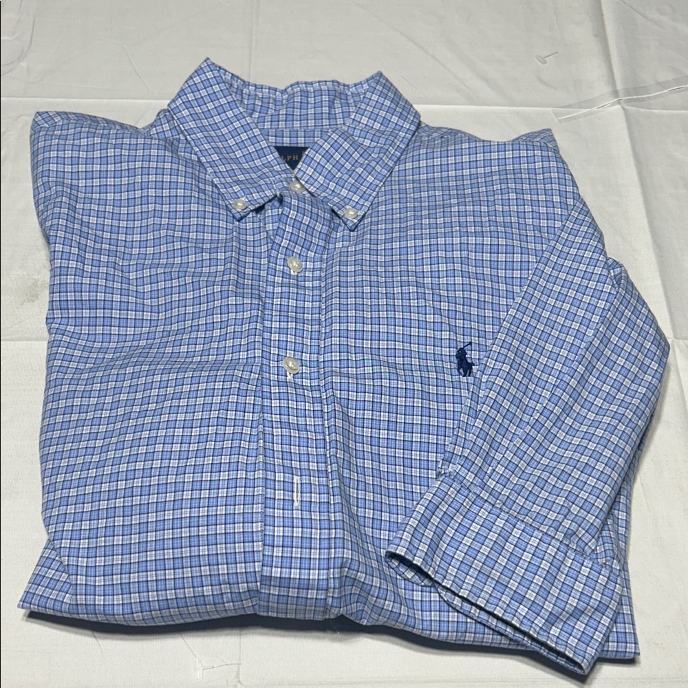 Ralph Lauren Blue Label Button down  Blue/White Checkered‎ Men's Shirt 16 40/41